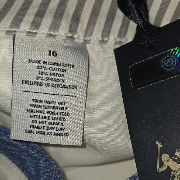 U.S Polo-  Shorts Size: 16- White- NWT - Picture 10 of 10